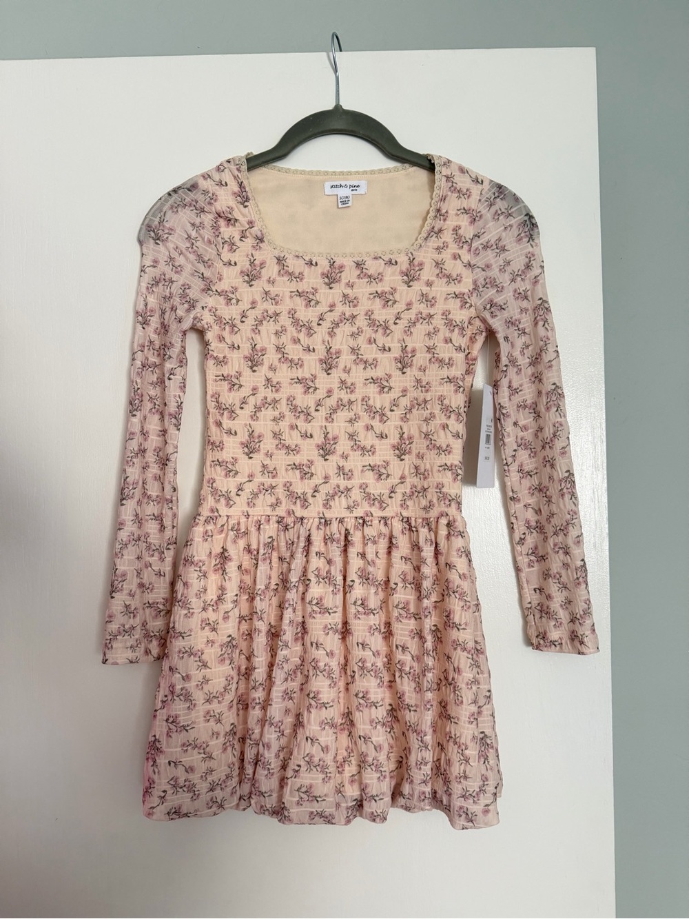 STITCH AND PINE Pink Floral Long-Sleeve Dress (girls)